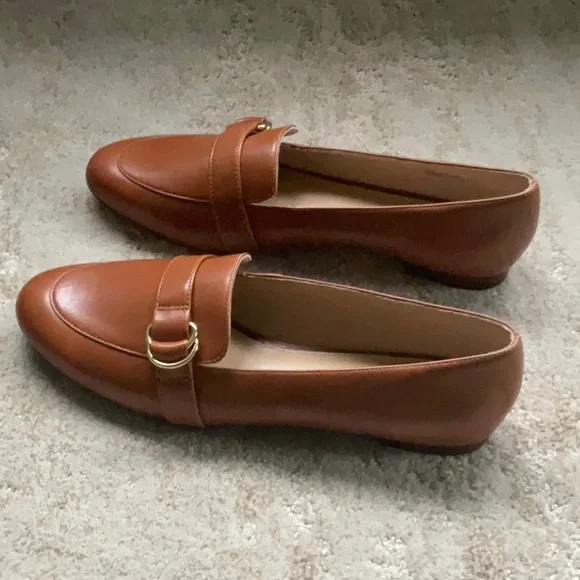 Talbots Ryan D Ring Leather Loafers Scandi Girl Cognac Size 9 1/2 - Picture 3 of 8